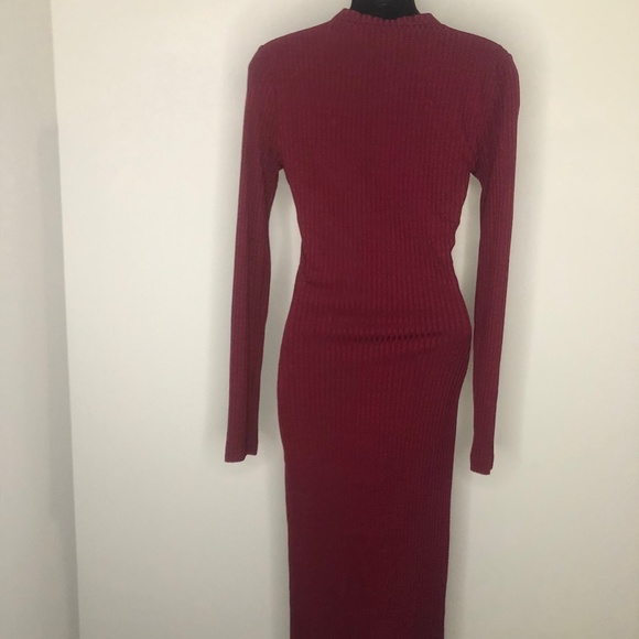 Fleur du Mal Raspberry Red Ribbed Long Sleeve Snap Button Dress Size Medium - Picture 6 of 9
